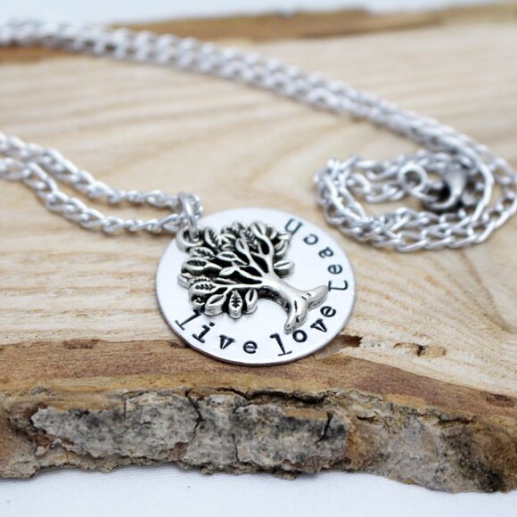 Live Love Teach - Hand Stamped Pendant Necklace - Handmade & Hypoallergenic - Picture 5 of 5